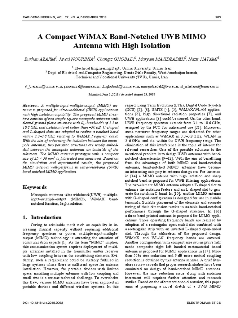 A Compact Wimax Band-Notched Uwb Mimo Antenna With High Isolation | PDF ...