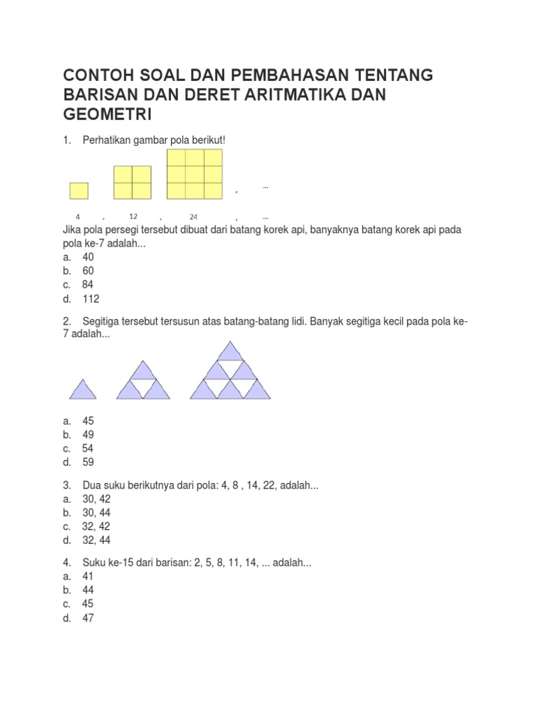 Smp 8 Sem 1 Barisan Deret Aritmatika Geometri