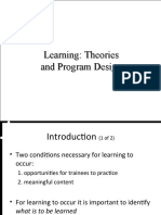 Theories and Program Design for Learning