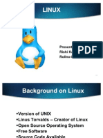 Linux Linux: Presented By: Rishi Kant Sah Rollno-D3001A04