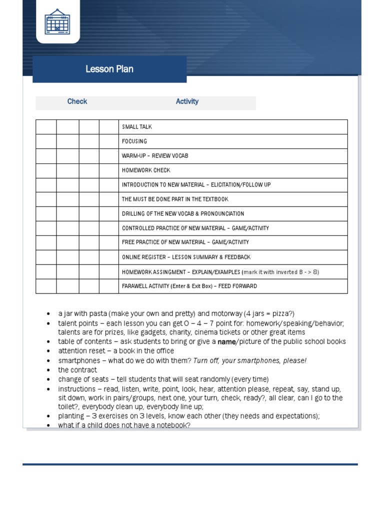 Lesson Plan For School | PDF