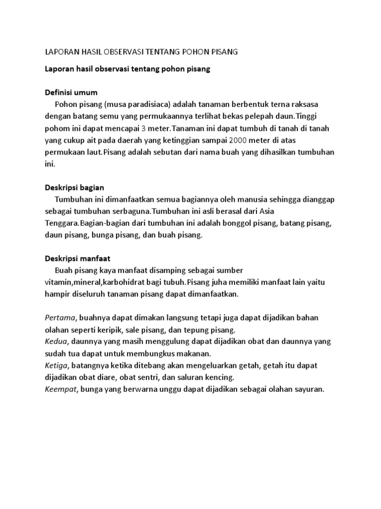 Contoh teks laporan hasil observasi tentang tumbuhan