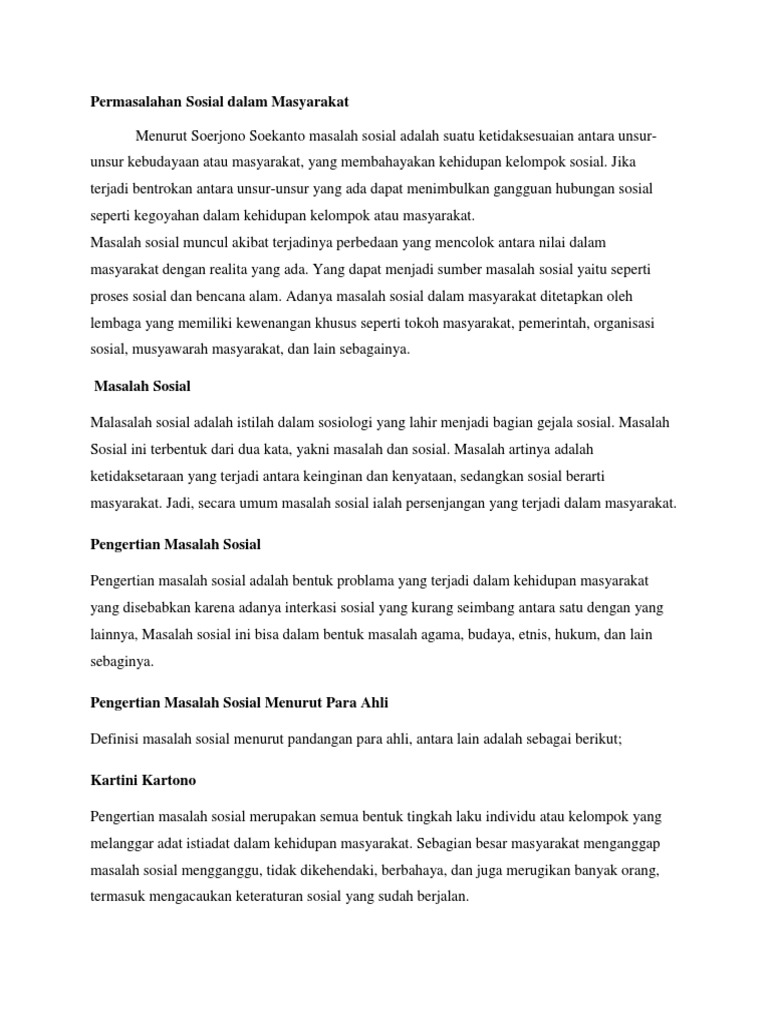 Permasalahan Sosial Dalam Masyarakat Pdf