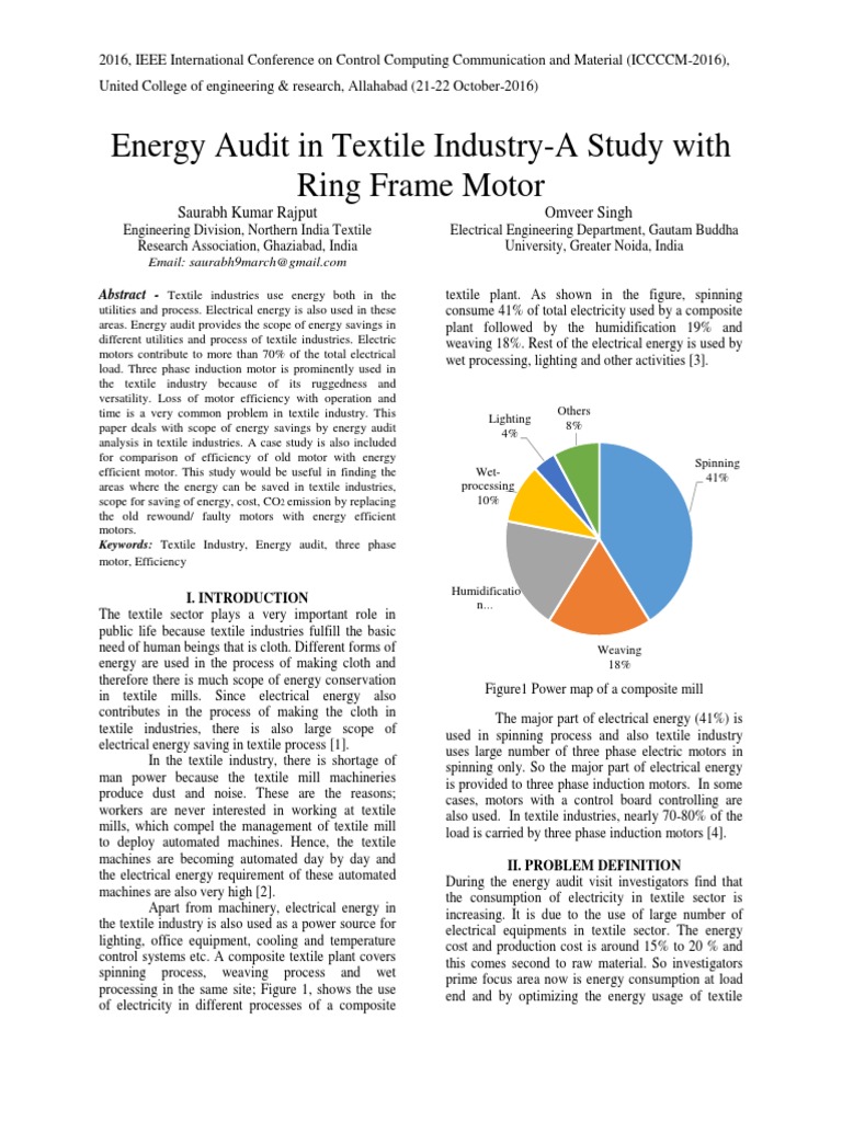 Energy Audit in Textile Industry | PDF | Electric Motor | Automation