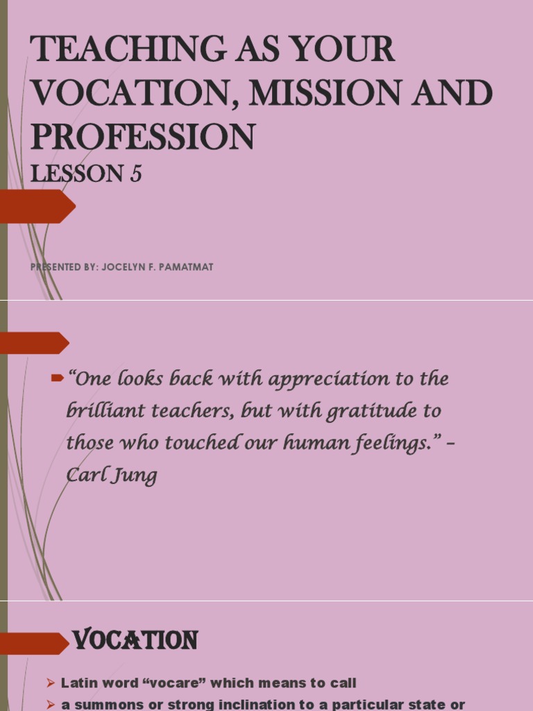 Report 5 Teaching As Your Vocation Mission | PDF | Profession ...