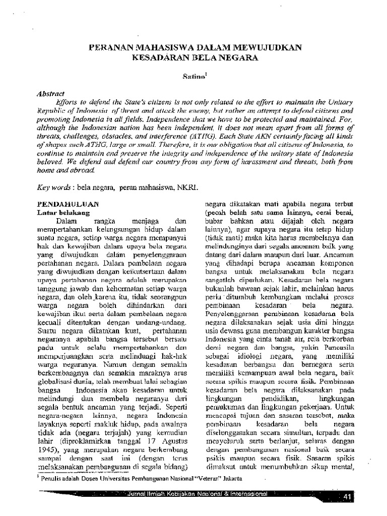 Peranan Mahasiswa Dalam Bela Negara