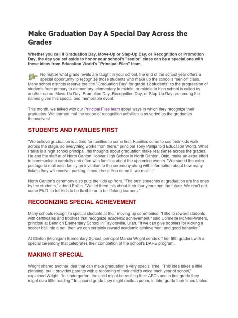 Graduation Day A Special Day | PDF | Graduation | Schools