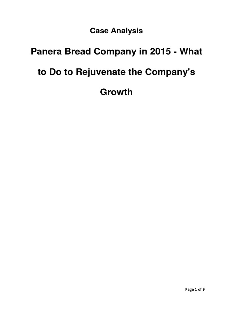 Reigniting Growth At Panera Bread A Strategic Analysis Of