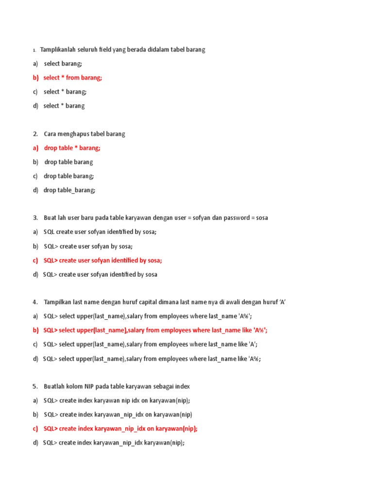 Contoh Soal Basis Data