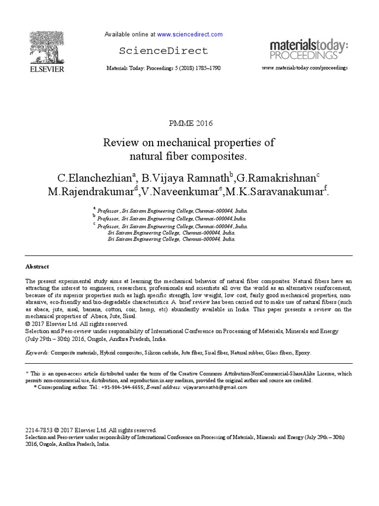 2018 - Review On Mechanical Properties of Natural Fiber Composites ...