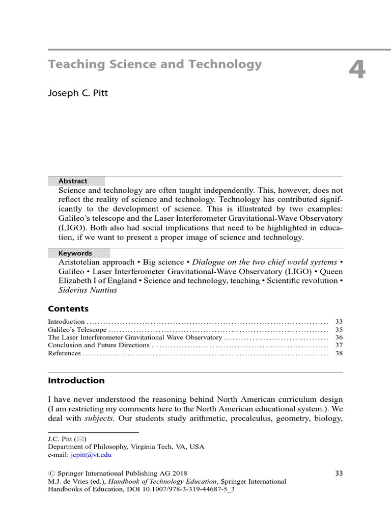 Integrating Science and Technology Education | PDF | Galileo Galilei ...