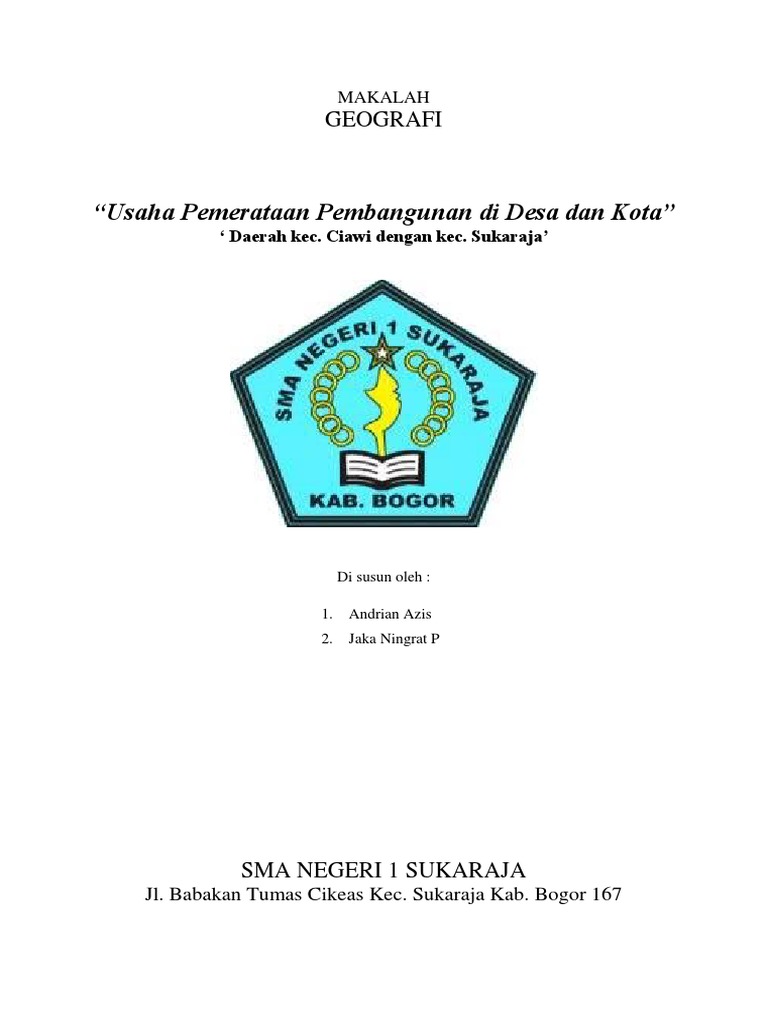Usaha Pemerataan Pembangunan Di Desa Dan Kota Geografi