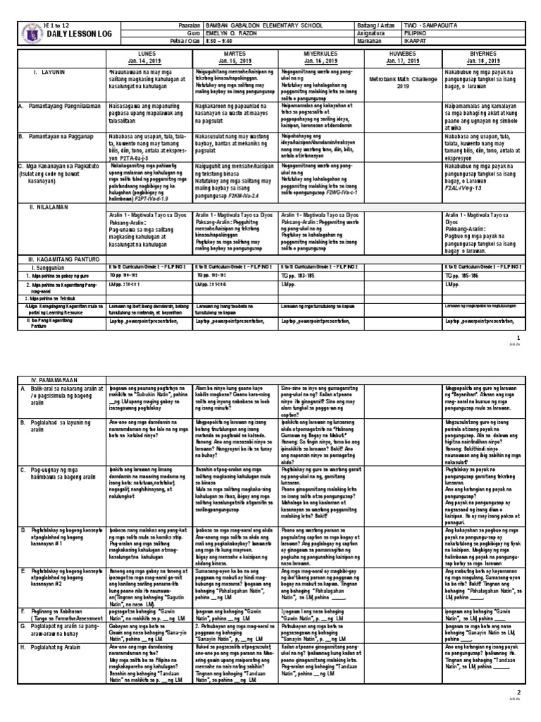 Dll Q4 Week 1 All Subjects Mtap