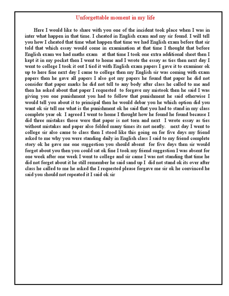 unforgettable moment essay