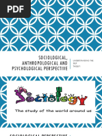 Socio, Anthro, Psychological Perspective