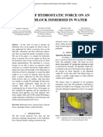 Analysis of Hydrostatic Force On An Angular Block Immersed in Water