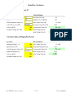 Cable Size Calculations Spreadsheet