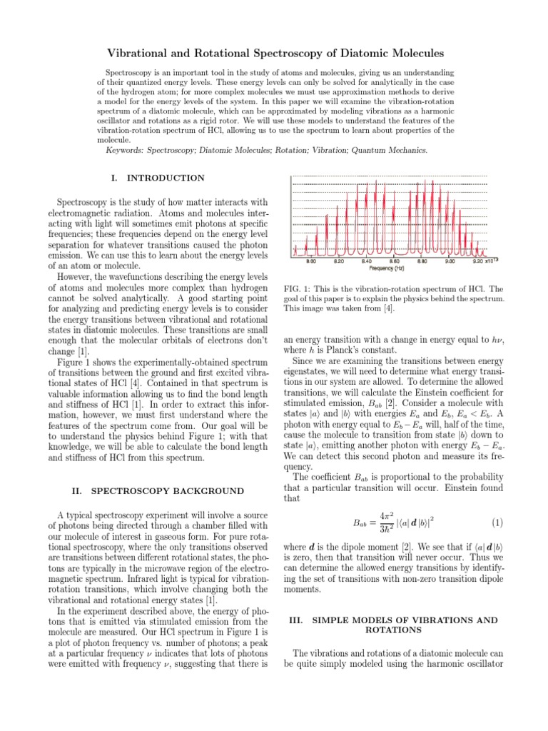 Vibrational and Rotational Spectroscopy of Diatomic Molecules | PDF ...