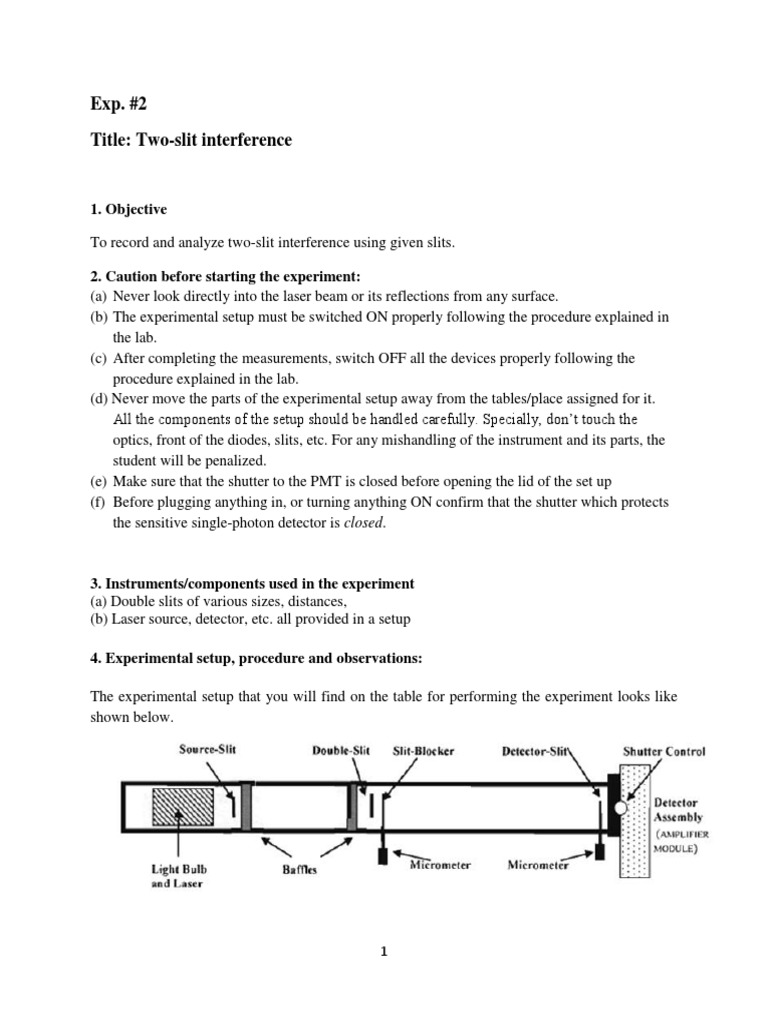 Physics Lab: Two-Slit Interference | PDF | Wavelength | Mechanics