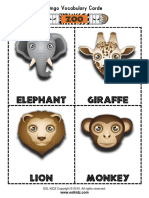 Elephant Giraffe: Bingo Vocabulary Cards