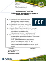 Guide Questionnaire For Interview RESEARCH TITLE: "A Case Study On The Incidence of Parasitism in Chicken Gut"