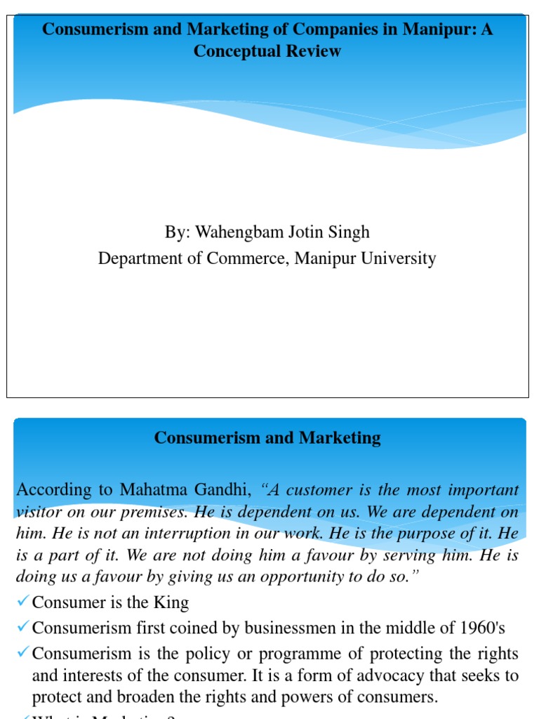 Consumerism and Marketing of Companies in Manipur: A Conceptual Review ...