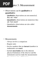 Chapter 3: Measurement: - Observations Can Be Qualitative or