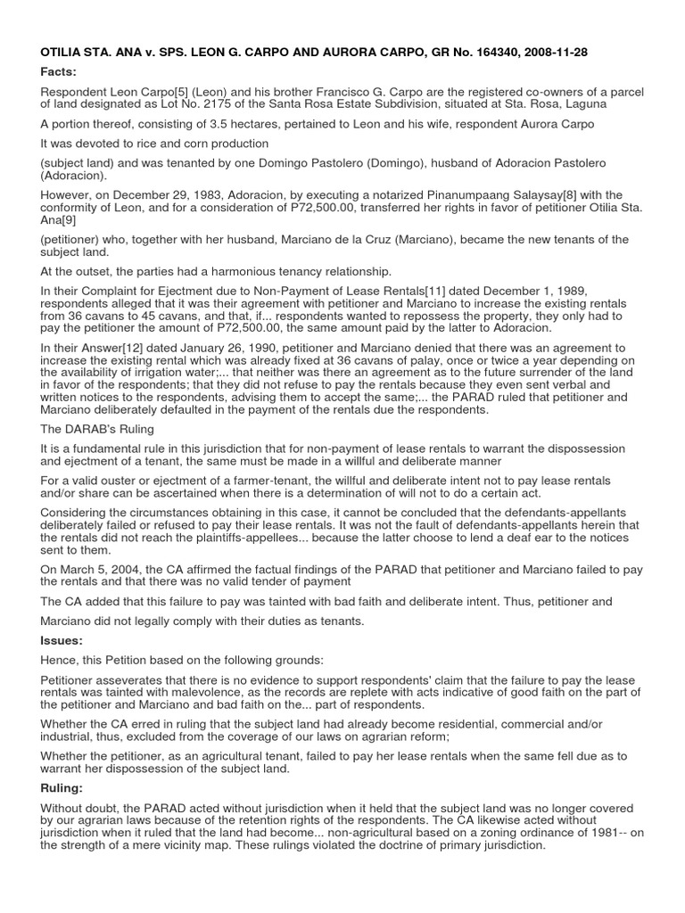 Sta Ana vs. Carpo | Download Free PDF | Lease | Leasehold Estate
