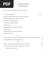 Introduction To Programming Sample Question Paper