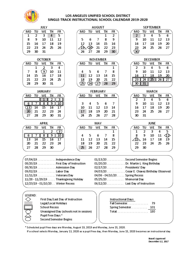 School Calendar 2019 2020 Board Approved PDF PDF Academic