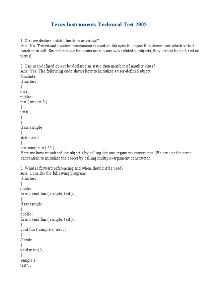 (WWW - Entrance-Exam - Net) - TEXAS Instruments Placement Sample Paper ...