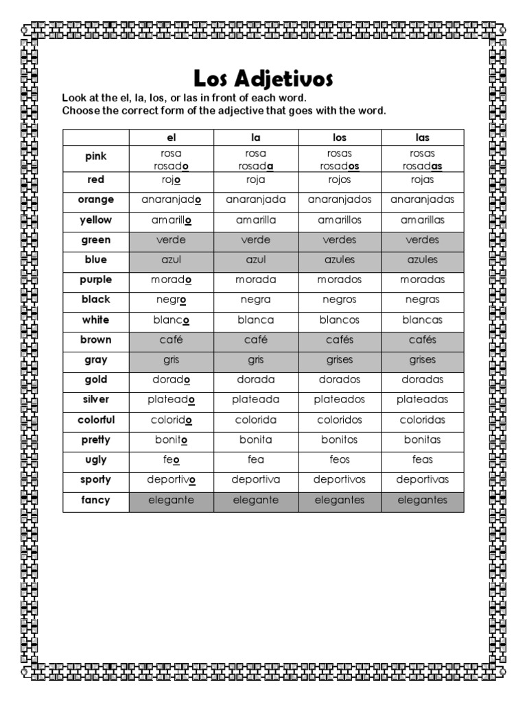 Colors-Adjectives 5th | PDF