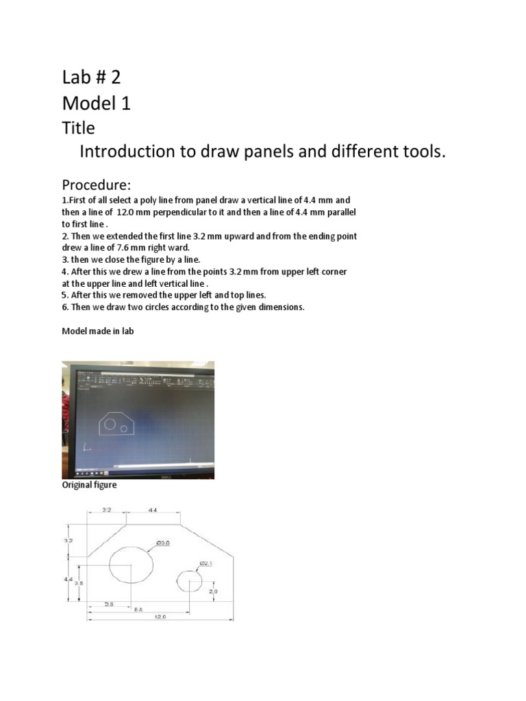 Lab # 2 Model 1: Title Introduction To Draw Panels and Different Tools ...