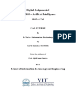 Digital Assignment-1 ITE2010 - Artificial Intelligence: Cal Course