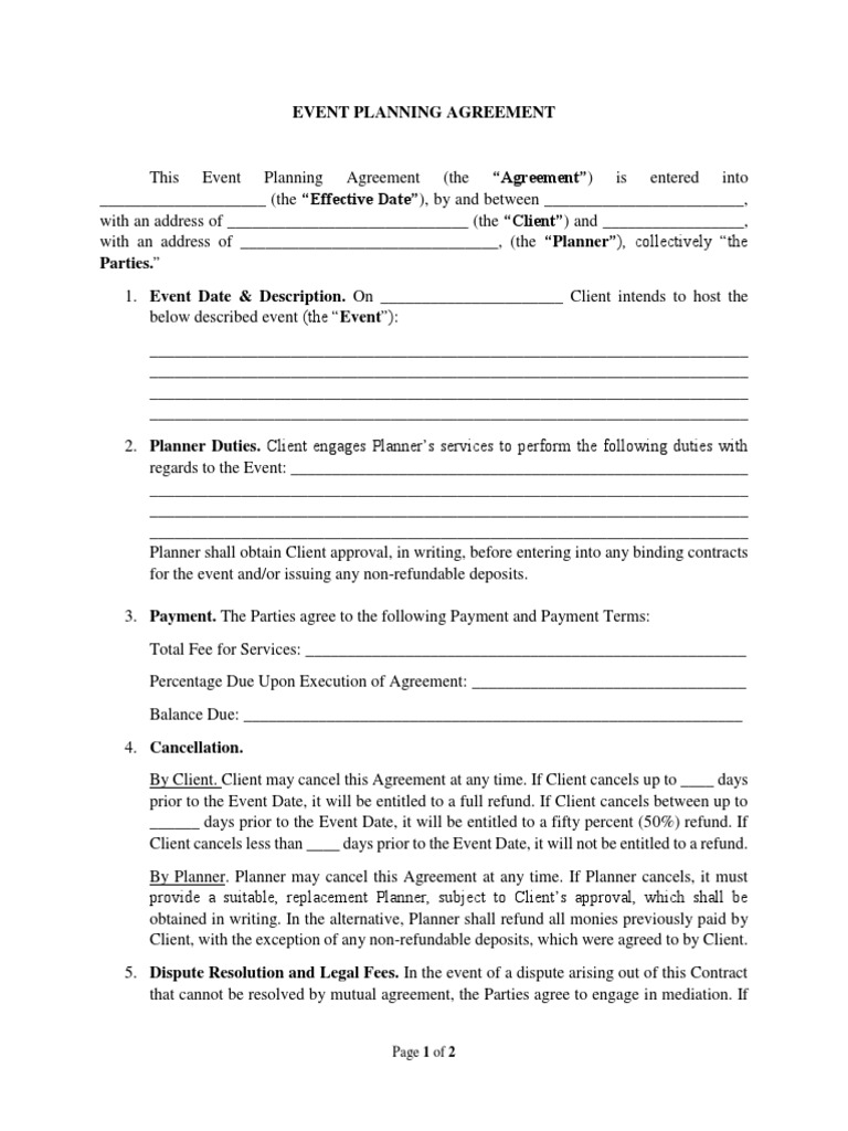 Event Planning Contract | PDF | Virtue | Social Institutions