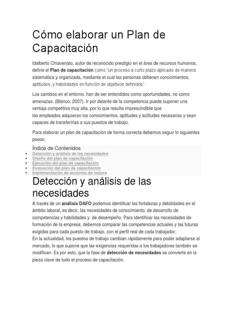 Modelo de Un Plan de Capacitacion | PDF | Planificación | Evaluación