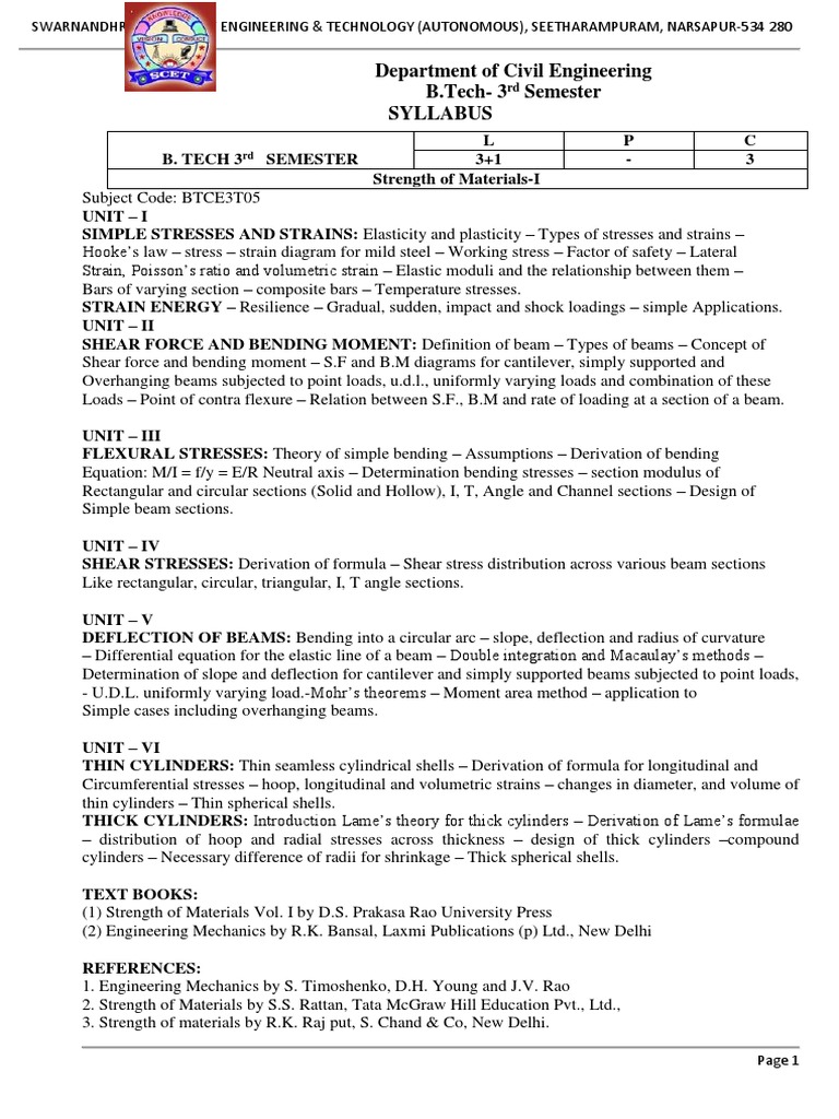 Department of Civil Engineering B.Tech-3 Semester Syllabus | PDF ...
