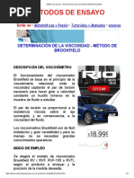 Método de Ensayo - Determinación de La Viscosidad. Método Brookfield PDF
