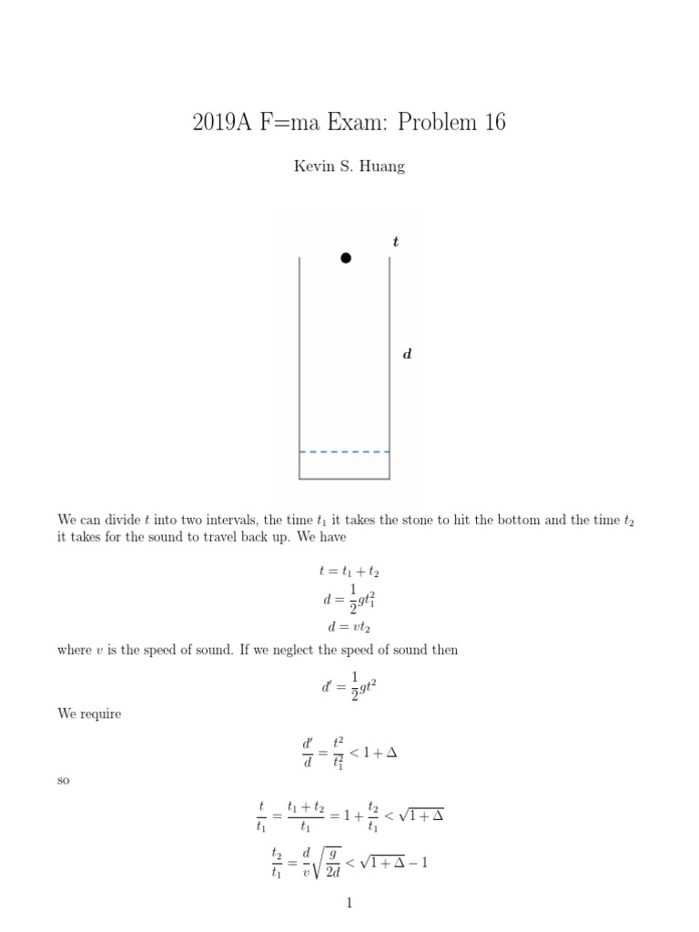 F=ma Exam Problem 16 Analysis | PDF | Teaching Methods & Materials