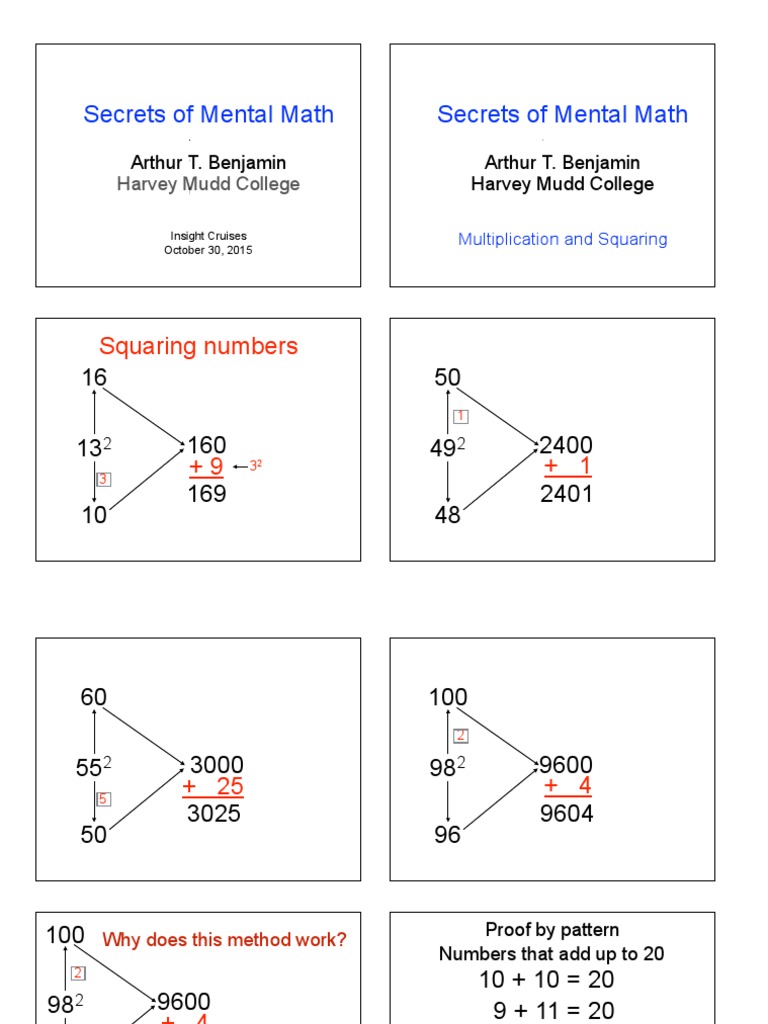 Secrets of Mental Math Techniques | PDF | Multiplication | Numbers