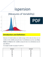 Dispersion: (Measures of Variability)