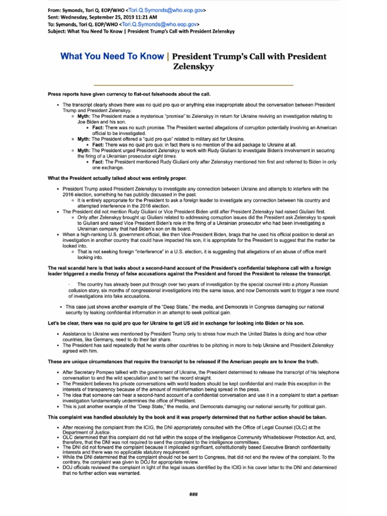 Ukraine Call Talking Points | PDF