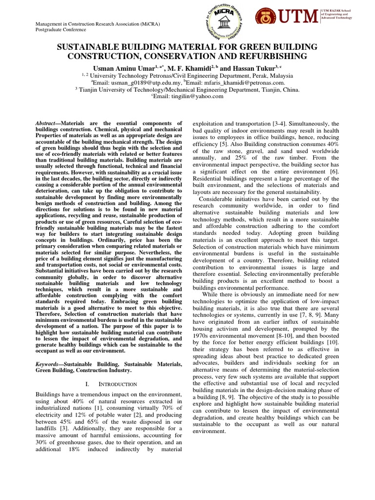 Sustainable Materials in Green Construction | PDF | Green Building ...