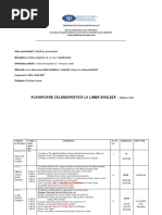 Aria Curriculară: Limbă Şi Comunicare Disciplina: Limba Engleză, L1, 2 Ore / Săptămână Unitatea Şcolară Manual