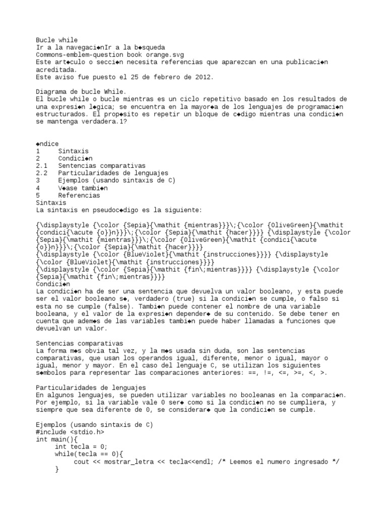 Bucle While | PDF | Lenguaje de programación | Ingeniería de software