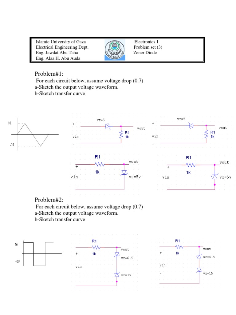 Zener Diode Problem Set PDF PDF