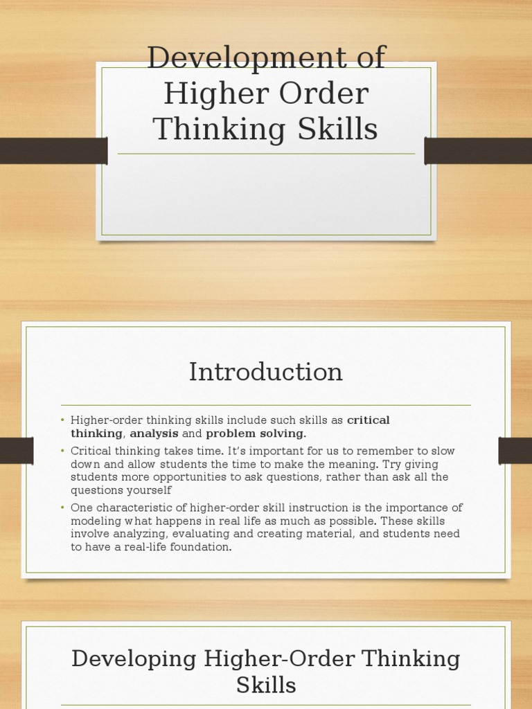 Developing Higher Order Thinking Skills | PDF | Thought | Creativity