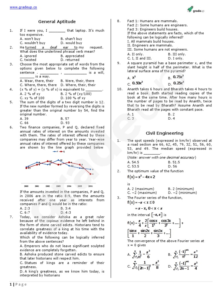 General Aptitude and Civil Engineering Questions | PDF | Soil Mechanics ...
