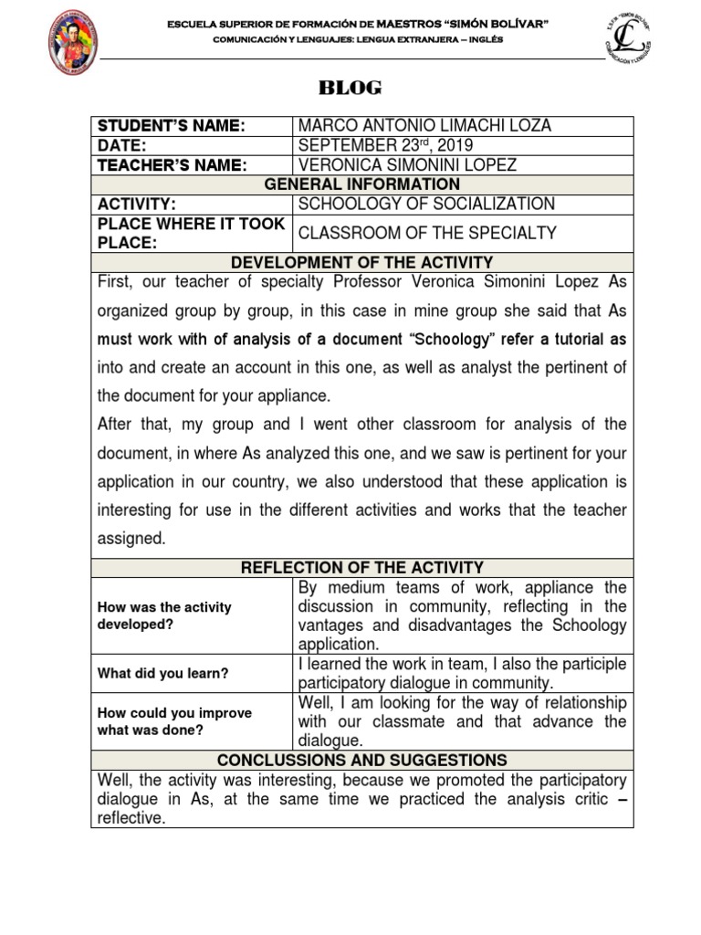 Student'S Name: Date: Teacher'S Name: General Information Activity ...