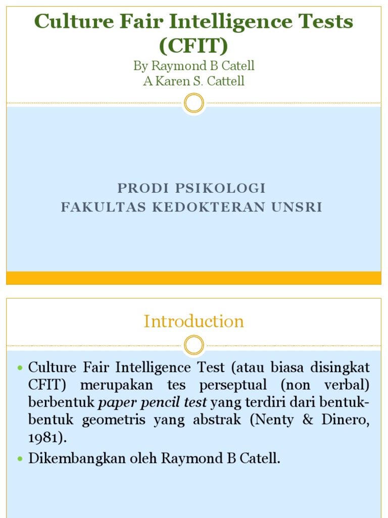 Ulasan Culture Fair Intelligence Test | PDF